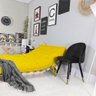 Sofa Cama Casal Futon Oriental Amarelo Com Madeira Maciça. - 3