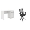 Ver imagem 2 de Conjunto 2 Peças Escrivaninha Office Morada com Cadeira Escritorio Diretor Tela Mesh Tok Branco Preto