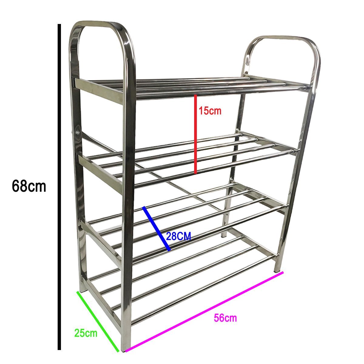 Sapateira 4 Andares Prateleira Inox 12 Pares Calçado Tenis Sapato Oganizador Multiuso Casa Quarto Cl - 6