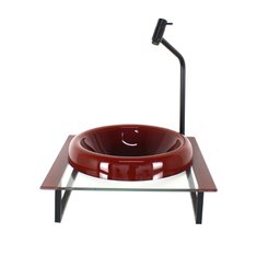 GABINETE COM CUBA DE VIDRO CHAPEU 10MM COM TAMPO 40CM VERMELHO CEREJA - 2