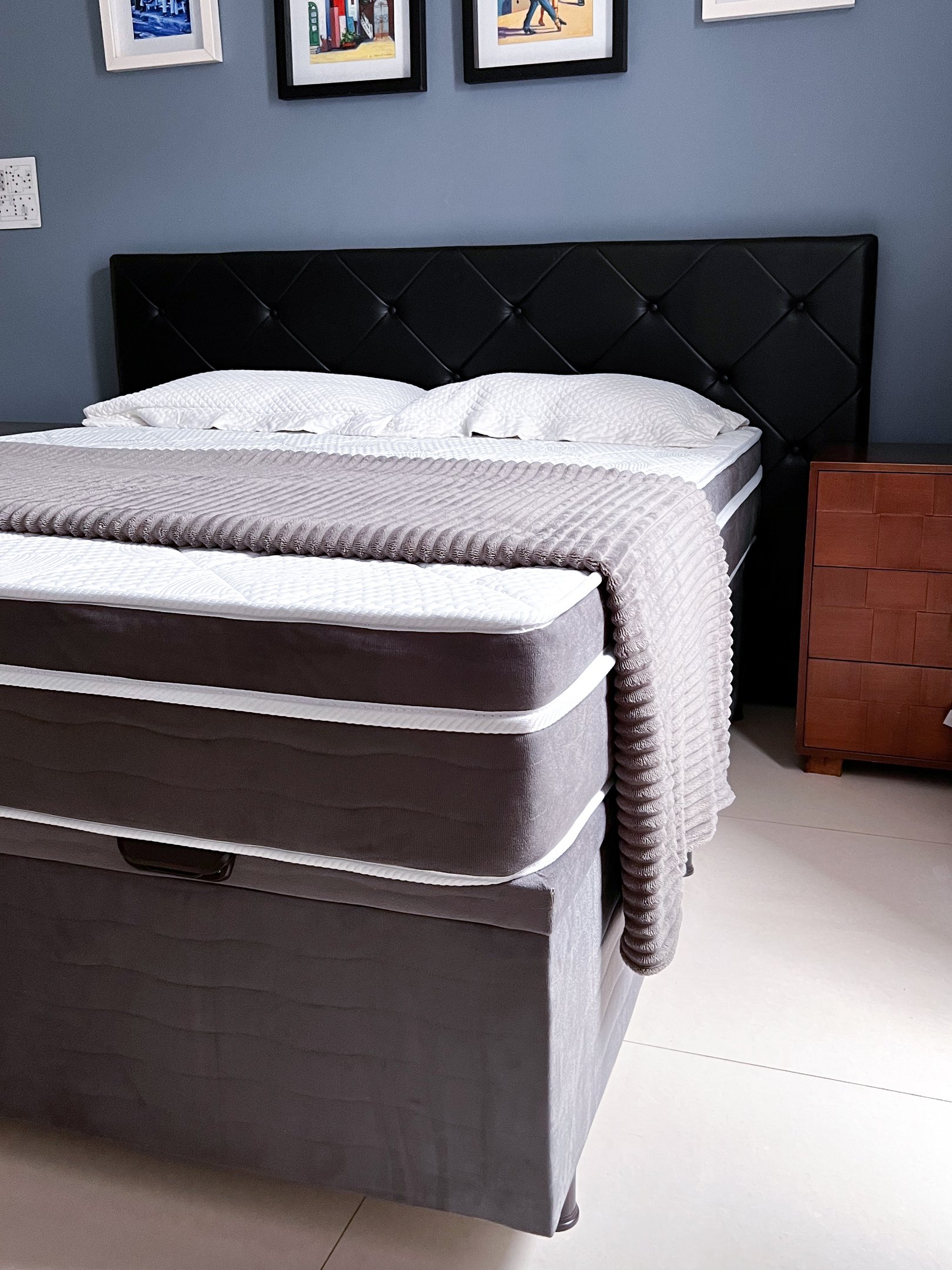 Base Cama Box com Baú Queen Lider Premium Suede Amortecimento Duplo - 2