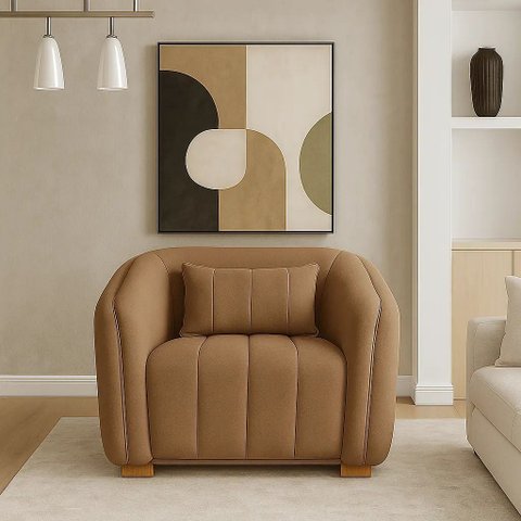 Poltrona Lilian Luxo Recepção Escritório Suede Bege:cappuccino/liso