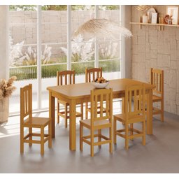 Conjunto Sala de Jantar 160x88 com 6 Cadeiras Diamante - Nemargi:mel - 2