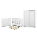 Ver imagem 1 de Dormitório Tutto New 2 Portas, Cômoda 1 Porta, Berço Branco Soft com Colchão D18 - Matic Móveis