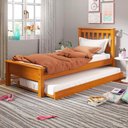 Ver imagem 2 de Cama de Solteiro Madeira Maciça com Cama Auxiliar 706x715la Mell Acetinado Marjori