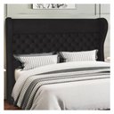 Ver imagem 2 de Kit Cabeceira Cama Box Queen 160 Cm Madrid com Puff Recamier Santorini Couríssimo Preto - Lyam