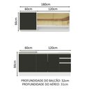 Ver imagem 4 de Armário de Cozinha Compacta 180cm Branco Preto Glamy Madesa 06