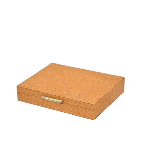 Caixa Decorativa Terra Cota com Detalhe em Bamboo 33x6,5x26,5cm