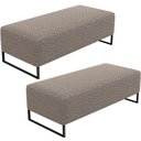 Ver imagem 1 de Kit 02 Puffs Decorativo Sala de Estar Bali W01 Base Ferro 120x50 cm Bouclê Bege - Lyam Decor