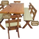 Ver mais imagens de Conjunto Mesa Madeira Maciça para Churrasco Mel + 4 Bancos Estofados Nude