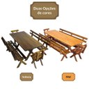 Ver imagem 3 de Conjunto Mesa Madeira Maciça para Churrasco Mel + 4 Bancos Estofados Nude