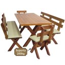 Ver imagem 7 de Conjunto Mesa Madeira Maciça para Churrasco Mel + 4 Bancos Estofados Nude