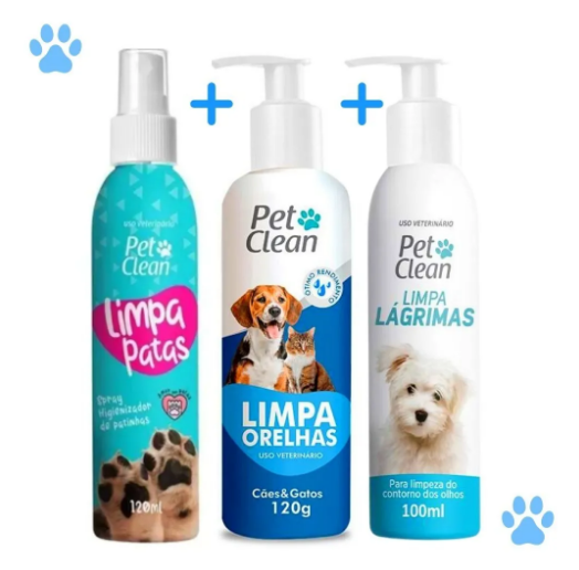 Kit Limpa Pata Olhos Orelha PetClean Pet Clean Gato Cachorro - 1