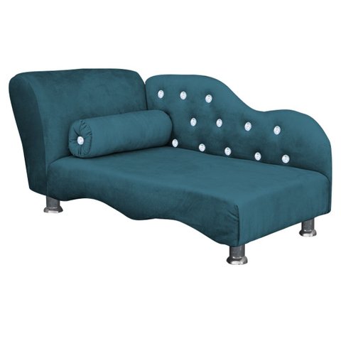 Caminha Pet Luxo Divâ Strass Tecido Veludo Divini Decor:azul Royal