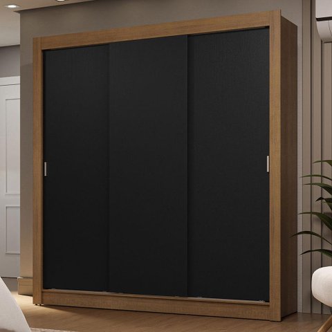 Guarda-roupa Casal 3 Portas de Correr Rustic/preto Sublime Madesa