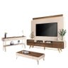 Estante Home Theater Nobre e Aparador Vivant e Mesa de Centro Cadenza Off White Castanho – Hb Móveis - 2