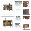 Ver imagem 5 de Mesa Bancada Gourmet Estilo Industrial 131cm com Armario 2 Portas P1035 Mel/grafite