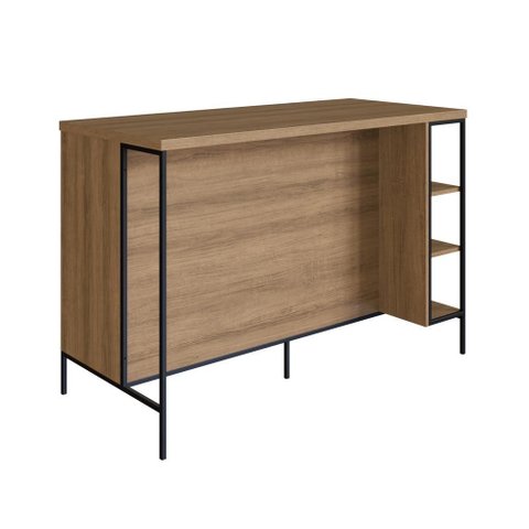 Mesa Bancada Gourmet Estilo Industrial 131cm com Armario 2 Portas P1035 Mel/grafite