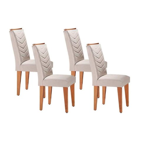 Kit 4 Cadeiras Sala Jantar Londrina 4 Un Capuccino/suede Creme - Rufato