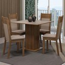 Ver imagem 1 de Conjunto Sala de Jantar Mesa Tampo de Madeira 4 Cadeiras Rustic/crema/sintético Bege Claire Madesa