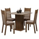 Ver imagem 2 de Conjunto Sala de Jantar Mesa Tampo de Madeira 4 Cadeiras Rustic/crema/sintético Bege Claire Madesa