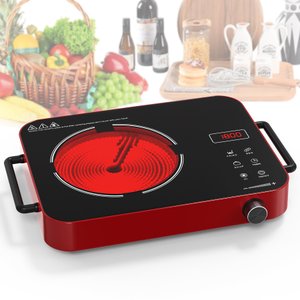 Vbgk Cooktop Elétrico Portátil 1800w com Controle de Toque e Knob (vermelho)