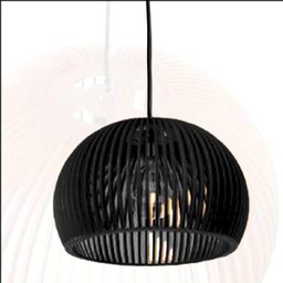 Luminária Teto tipo Pendente em MDF - Completa - Cor: Preta - 8