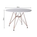 Ver imagem 2 de Mesa Eiffel Redonda 90Cm Tampo De Madeira Branco Com Base De Ferro Cobre - Cor: Branco
