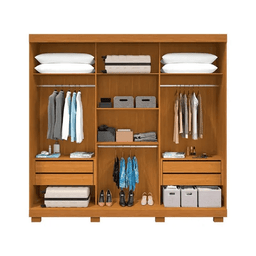 Guarda Roupa Zara 3pts La 243 com Espelho 100% Mdf - Cinamomo/off White/cinamomo - Acp - 2