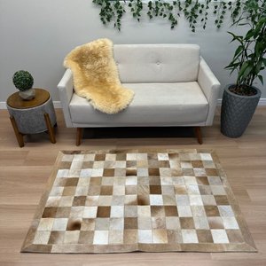 Tapete de Couro Tons Bege 100x150 Placas 10cm Quadriculado