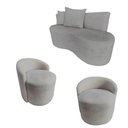 Ver imagem 2 de Kit Namoradeira + 2 Poltronas Yara Orgânica Bouclé Cinza Claro