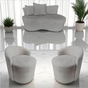 Ver imagem 1 de Kit Namoradeira + 2 Poltronas Yara Orgânica Bouclé Cinza Claro