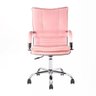 Cadeira de Escritório Diretor Desenho Italiano Steven em Aço Cromado Base Giratória Rosa Claro G31 - - 1