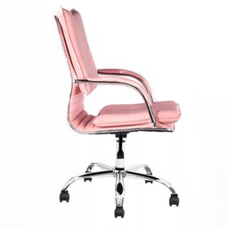 Cadeira de Escritório Diretor Desenho Italiano Steven em Aço Cromado Base Giratória Rosa Claro G31 - - 6 Cadeira de Escritório Diretor Desenho Italiano Steven em Aço Cromado Base Giratória Rosa Claro G31 - - 6