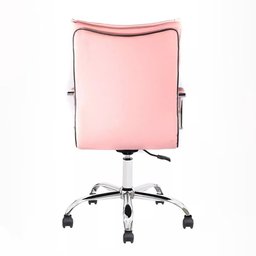 Cadeira de Escritório Diretor Desenho Italiano Steven em Aço Cromado Base Giratória Rosa Claro G31 - - 8
