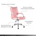 Ver imagem 2 de Cadeira de Escritório Diretor Desenho Italiano Steven em Aço Cromado Base Giratória Rosa Claro G31 -