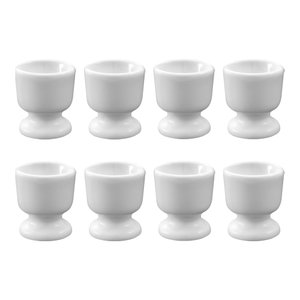 Kit com 8 Porta Ovo de Porcelana Branca