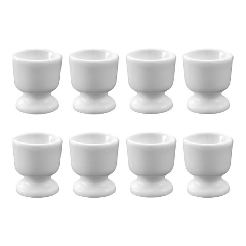 Kit com 8 Porta Ovo de Porcelana Branca