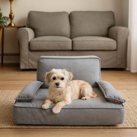 Caminha Cama Pet com Travesseiro para Cachorro e Gato Cinza - Bz Decor