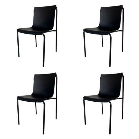 Kit 04 Cadeiras Iris Polipropileno Preto Base Aço Preta - 75582
