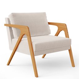 Poltrona Decorativa para Pietra com Estrutura de Madeira L02 Linho Cru - Lyam Decor - 1 Poltrona Decorativa para Pietra com Estrutura de Madeira L02 Linho Cru - Lyam Decor - 1