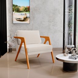 Poltrona Decorativa para Pietra com Estrutura de Madeira L02 Linho Cru - Lyam Decor - 2 Poltrona Decorativa para Pietra com Estrutura de Madeira L02 Linho Cru - Lyam Decor - 2