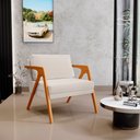 Ver imagem 2 de Poltrona Decorativa para Pietra com Estrutura de Madeira L02 Linho Cru - Lyam Decor