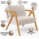 Ver imagem 4 de Poltrona Decorativa para Pietra com Estrutura de Madeira L02 Linho Cru - Lyam Decor