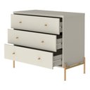 Ver imagem 5 de Cômoda 3 Gaveta e Mesa Cabeceira 2 Gaveta Jasper - Off White Fosco com Dourado