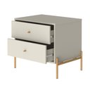 Ver imagem 6 de Cômoda 3 Gaveta e Mesa Cabeceira 2 Gaveta Jasper - Off White Fosco com Dourado