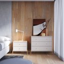 Ver imagem 4 de Cômoda 3 Gaveta e Mesa Cabeceira 2 Gaveta Jasper - Off White Fosco com Dourado