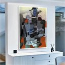 Ver mais imagens de Quadro Pablo Picasso Arlequim Tocando Guitarra:60x40 cm/BRANCA