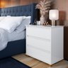 Kit 2 Mesas De Cabeceira 3 Gavetas Branco E.J Móveis - 2