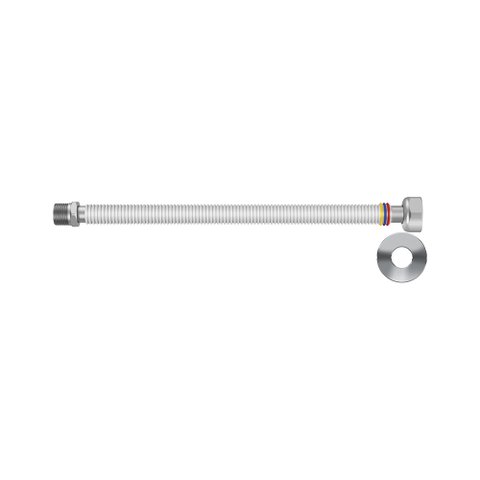 Engate Extensível 3 em 1 para Água Fria/quente e Gás Censi 30cm 1/2" / 3/4" com Canopla Branco 7572-